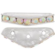 Half moon Rondelle 3 holes 22x8mm Silver-colored Crystal AB x1|raw }}