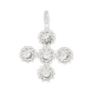 9x7mm Mini Cross Charm with zirconium oxide 1.3 mm - Fine Silver Plated - Crystal x1