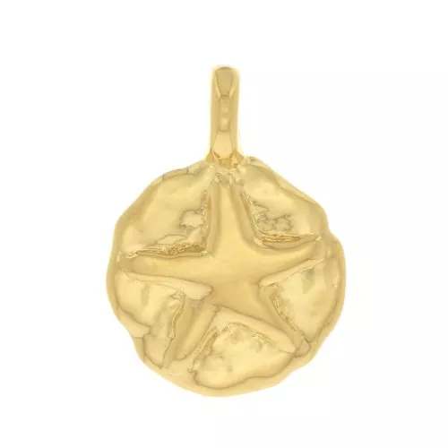9mm Round Irregular Starfish Charm - Fine Gold plated x1