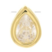 9x6mm Drop Pendant with a zirconium oxide - fine Gold plated  - Crystal x1