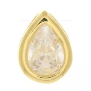 9x6mm Drop Pendant with a zirconium oxide - fine Gold plated  - Crystal x1