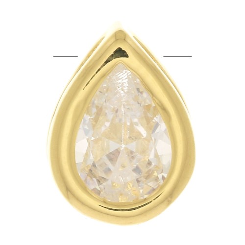9x6mm Drop Pendant with a zirconium oxide - fine Gold plated  - Crystal x1