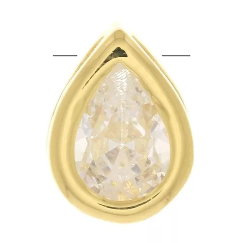 9x6mm Drop Pendant with a zirconium oxide - fine Gold plated  - Crystal x1
