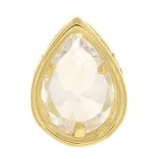 9x6mm Drop Pendant with a zirconium oxide - fine Gold plated  - Crystal x1