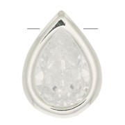 9x6mm Drop Pendant with a zirconium oxide - Fine Silver Plated - Crystal x1