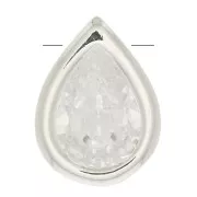 9x6mm Drop Pendant with a zirconium oxide - Fine Silver Plated - Crystal x1