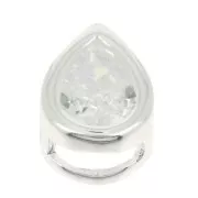 9x6mm Drop Pendant with a zirconium oxide - Fine Silver Plated - Crystal x1