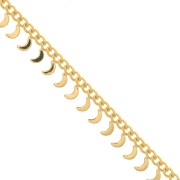 6.75mm Rombo chain with small moons - Fine Gold Plated x50cm|raw }}