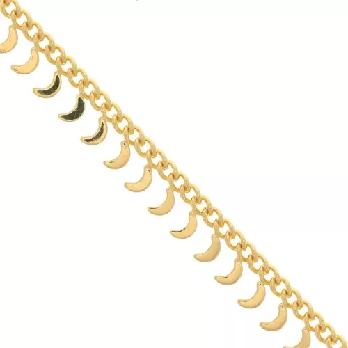 6.75mm Rombo chain with small moons - Fine Gold Plated x50cm
