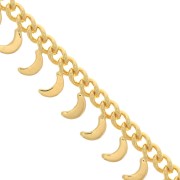 6.75mm Rombo chain with small moons - Fine Gold Plated x50cm