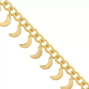 6.75mm Rombo chain with small moons - Fine Gold Plated x50cm