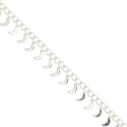 6.75mm Rombo chain with small moons - fine silver plating x50cm|raw }}