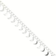 6.75mm Rombo chain with small moons - fine silver plating x50cm