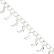 6.75mm Rombo chain with small moons - fine silver plating x50cm