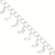 6.75mm Rombo chain with small moons - fine silver plating x50cm