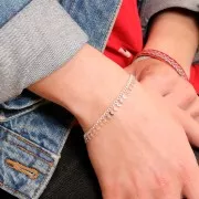 6.75mm Rombo chain with small moons - fine silver plating x50cm