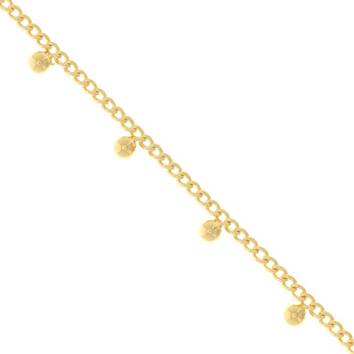 4.8mm Rombo chain with small balls  - Fine Gold plated x50cm