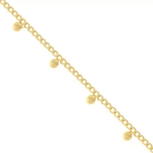 4.8mm Rombo chain with small balls - Fine Gold plated x50cm