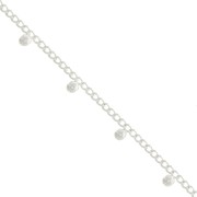 4.8mm Rombo chain with small balls - fine silver plating x50cm|raw }}