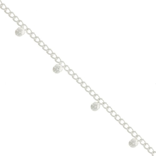 4.8mm Rombo chain with small balls - fine silver plating x50cm