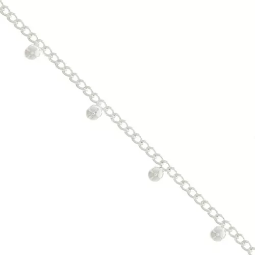 4.8mm Rombo chain with small balls - fine silver plating x50cm