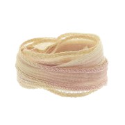 10mm Silk ribbon - Tie and dye - Cream - Pale Pink x85cm