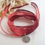 10mm Silk ribbon - Tie and dye - Dark red - Light red x85cm