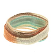 10mm Silk ribbon - Tie and dye - Light blue - Brown - Orange x85cm