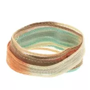 10mm Silk ribbon - Tie and dye - Light blue - Brown - Orange x85cm