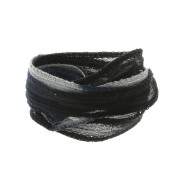 10mm Silk ribbon - Tie and dye - Black - Grey - Dark blue x85cm