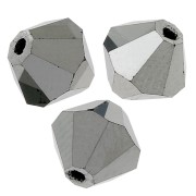 6mm Preciosa Crystal Bicones - MC Bead Rondell - Jet Hematite Full x12