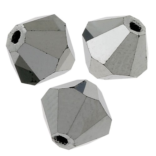 6mm Preciosa Crystal Bicones - MC Bead Rondell - Jet Hematite Full x12