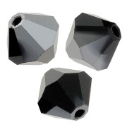 6mm Preciosa Crystal Bicones - MC Bead Rondell - Jet Hematite Half x12|raw }}