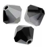 6mm Preciosa Crystal Bicones - MC Bead Rondell - Jet Hematite Half x12