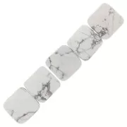 12mm Square faceted gemstone bead - Howlite x1
