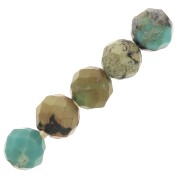3mm Round faceted gemstone beads - Natural Turquoise x25