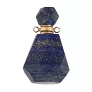 38x20mm Perfume bottle gemstone pendant - Lapis lazuli - Golden Stainless steel x1