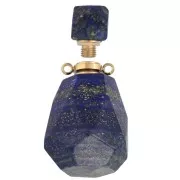 38x20mm Perfume bottle gemstone pendant - Lapis lazuli - Golden Stainless steel x1