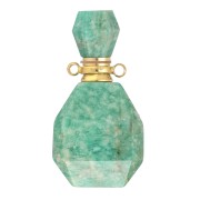 Perfume bottle pendant gemstone 39x20 mm Amazonite Stainless steel Gold x1|raw }}