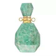 Amazonite - Perfume bottle pendant gemstone 39x20 mm Amazonite Stainless steel Gold x1 Perfume bottle pendant gemstone 39x20 mm Amazonite Stainless steel Gold x1