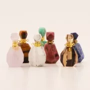 38x20mm Perfume bottle gemstone pendant - Howlite -Stainless Steel Gold Tone x1