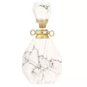 38x20mm Perfume bottle gemstone pendant - Howlite -Stainless Steel Gold Tone x1