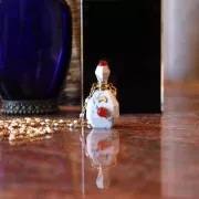 38x20mm Perfume bottle gemstone pendant - Howlite -Stainless Steel Gold Tone x1