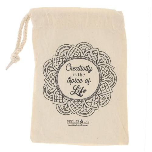 140x210mm Cotton pochon by Perles&Co - Creativity - Beige - Black x1