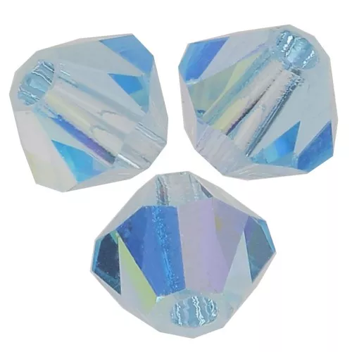 4mm Preciosa Crystal Bicones - MC Bead Rondell - Aquamarine ABx30