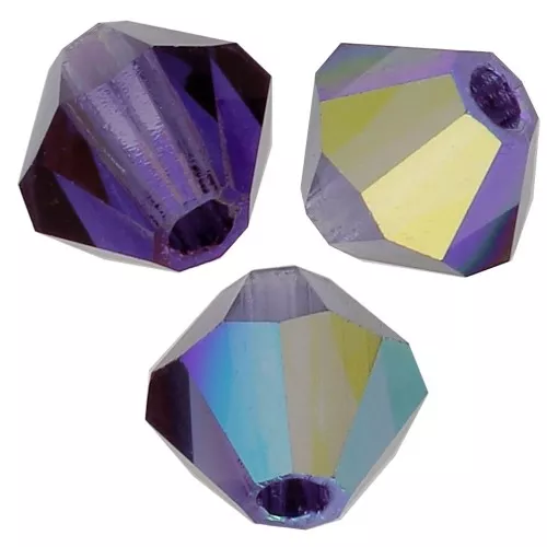 4mm Preciosa Crystal Bicones - MC Bead Rondell - Deep Tanzanite ABx30
