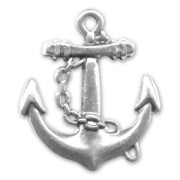 Pendant Navy anchor 31mm Old silver tone x1