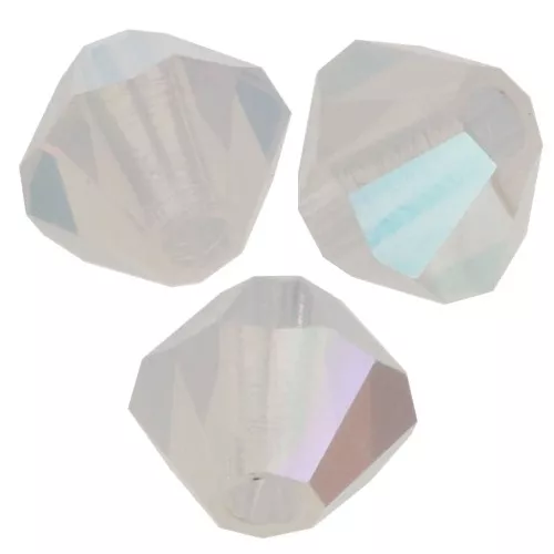 4mm Preciosa Crystal Bicones - MC Bead Rondell - White Opal ABx30