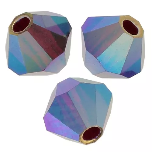 4mm Preciosa Crystal Bicones - MC Bead Rondell - Siam AB 2x x30