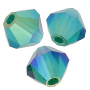 4mm Preciosa Crystal Bicones - MC Bead Rondell - Emerald AB 2x x30|raw }}